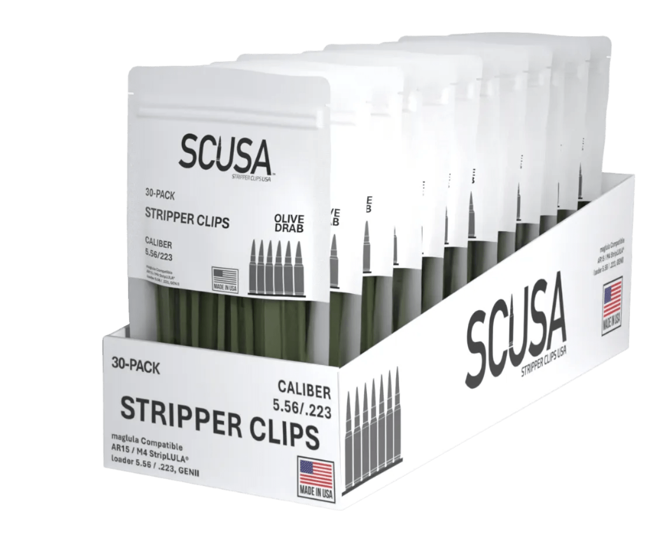 SCUSA™ Polymer Stripper Clips – Olive Drab | Dealer Case