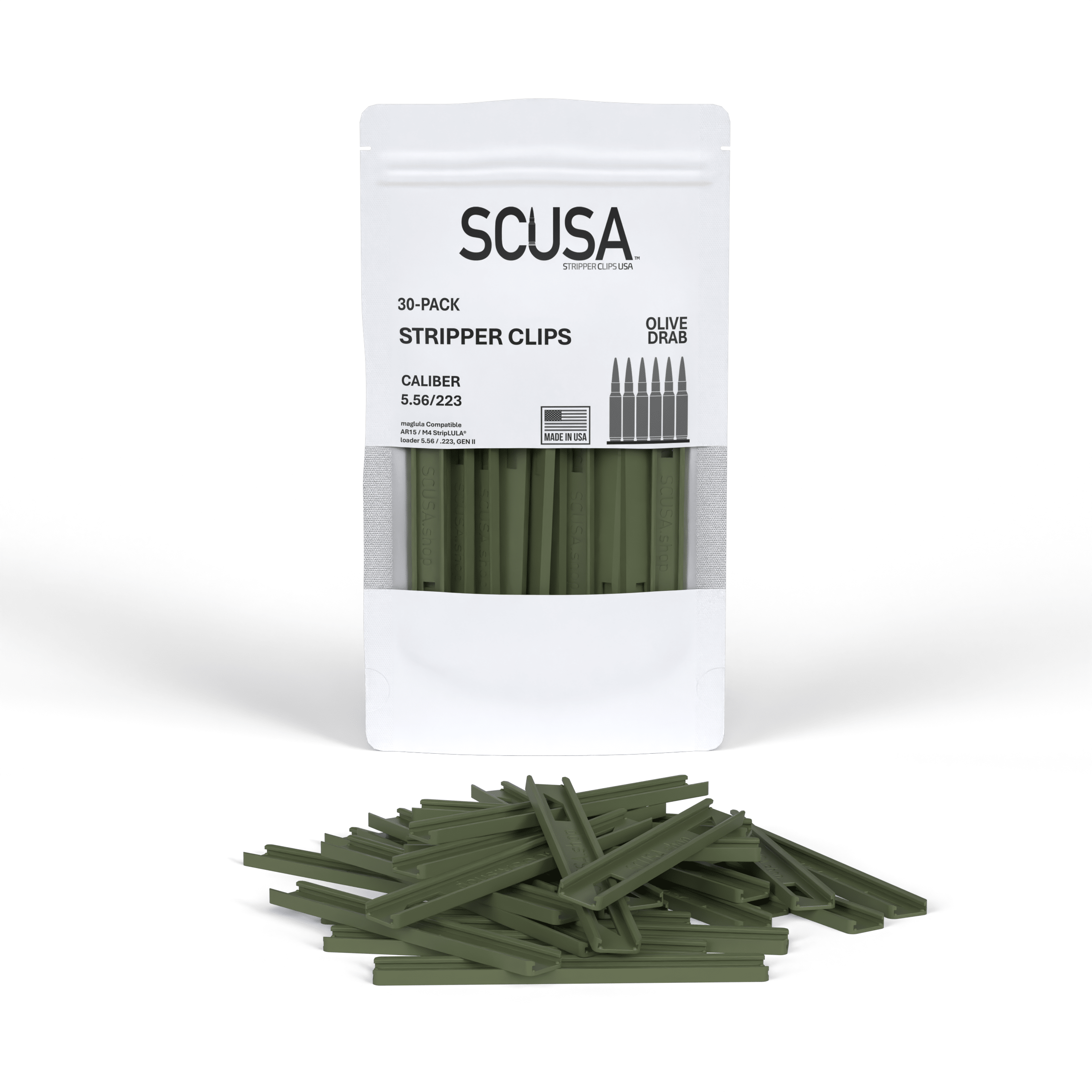 SCUSA™ Polymer Stripper Clips – Olive Drab | Dealer Case