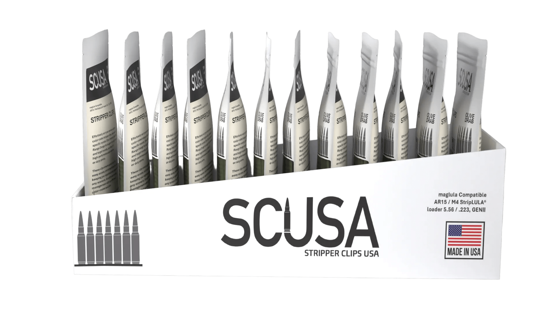 SCUSA™ Polymer Stripper Clips – Olive Drab | Dealer Case