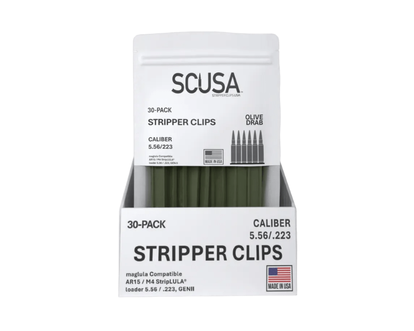 SCUSA™ Polymer Stripper Clips – Olive Drab | Dealer Case